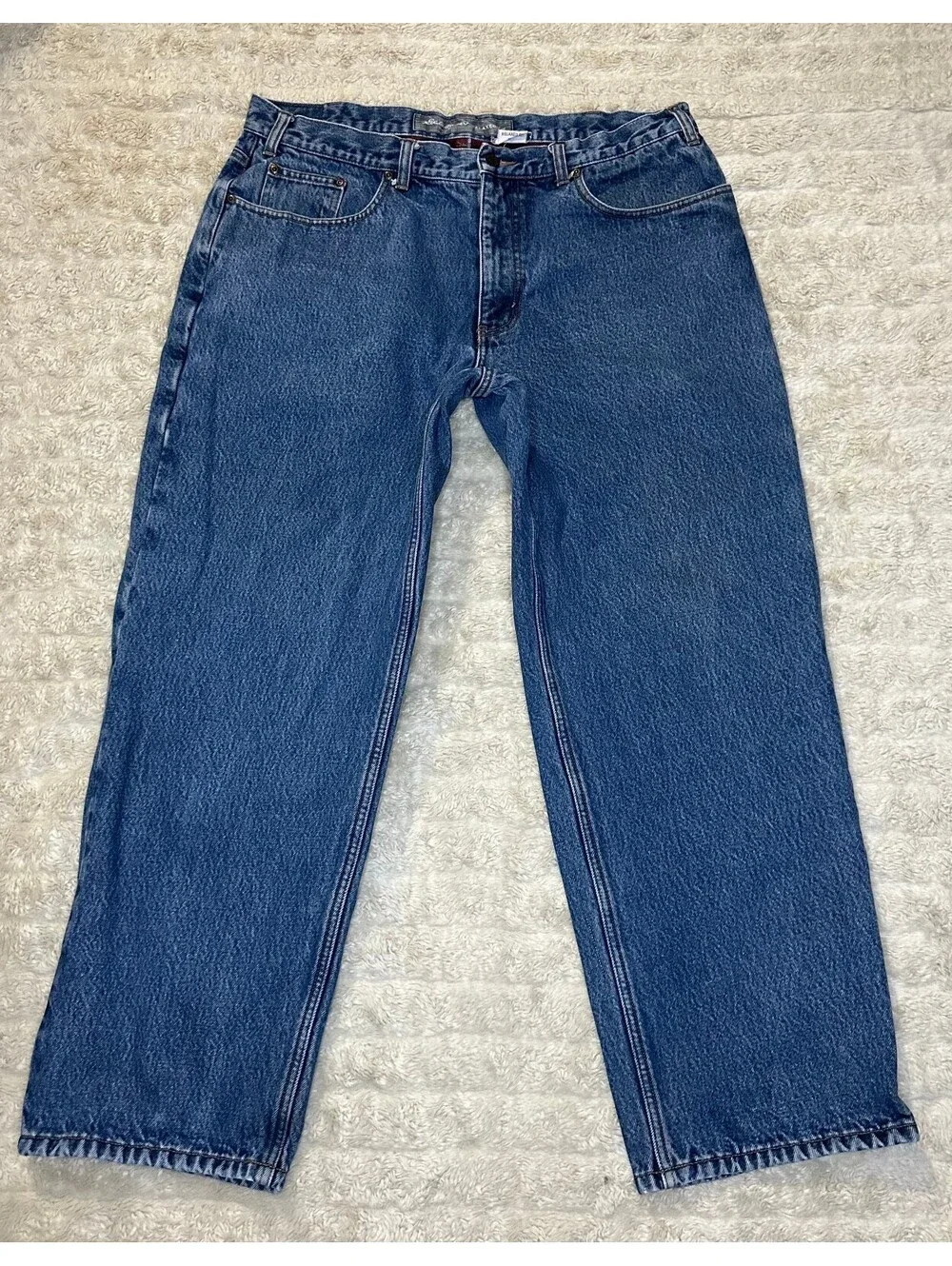 Eddie Bauer Relaxed Fit medium wash straight leg 100% cotton denim jeans 38x30